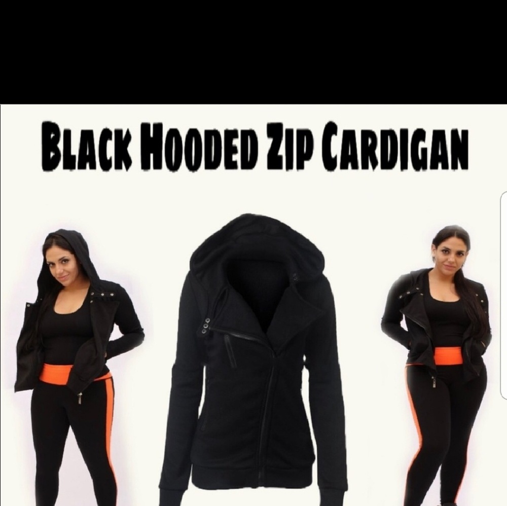 BLACK HOODED ZIP JACKET - Picture 4 of 7